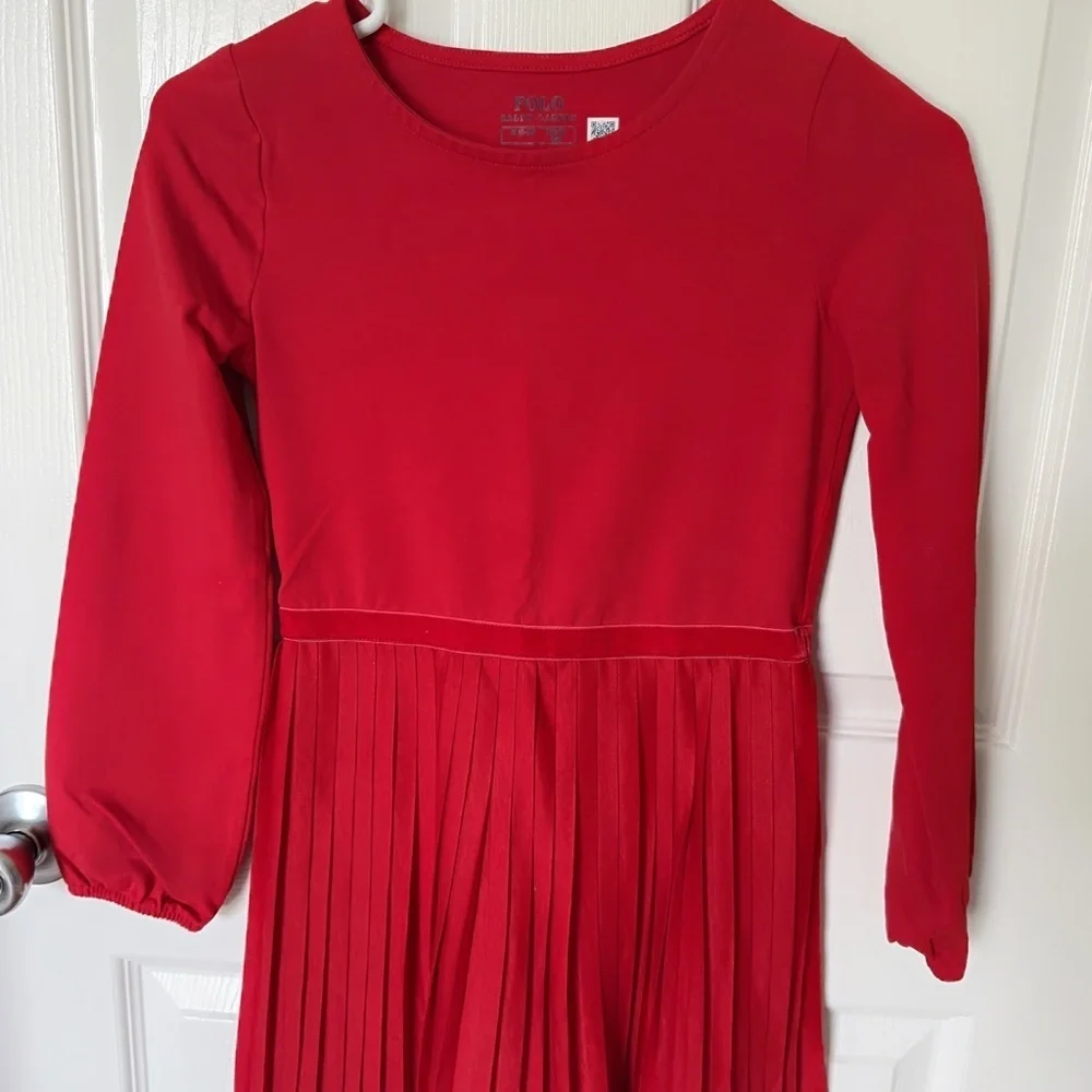 Polo by Ralph Lauren Red A-Line Dress with Bishop Sleeves
